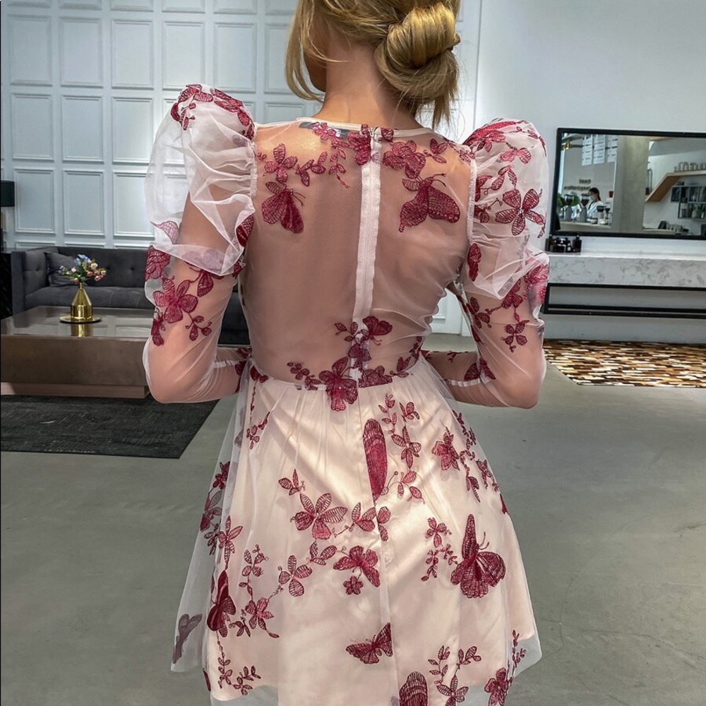 Double Crazy Gigot Sleeve Butterfly Dress - Picture 2 of 4